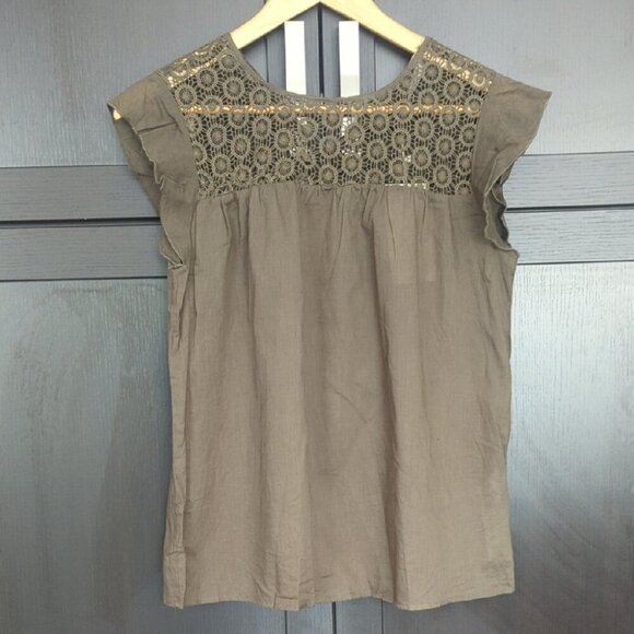 Zara Green Embroidery Blouse with Lace Detail - Size XS NWT - Picture 2 of 6
